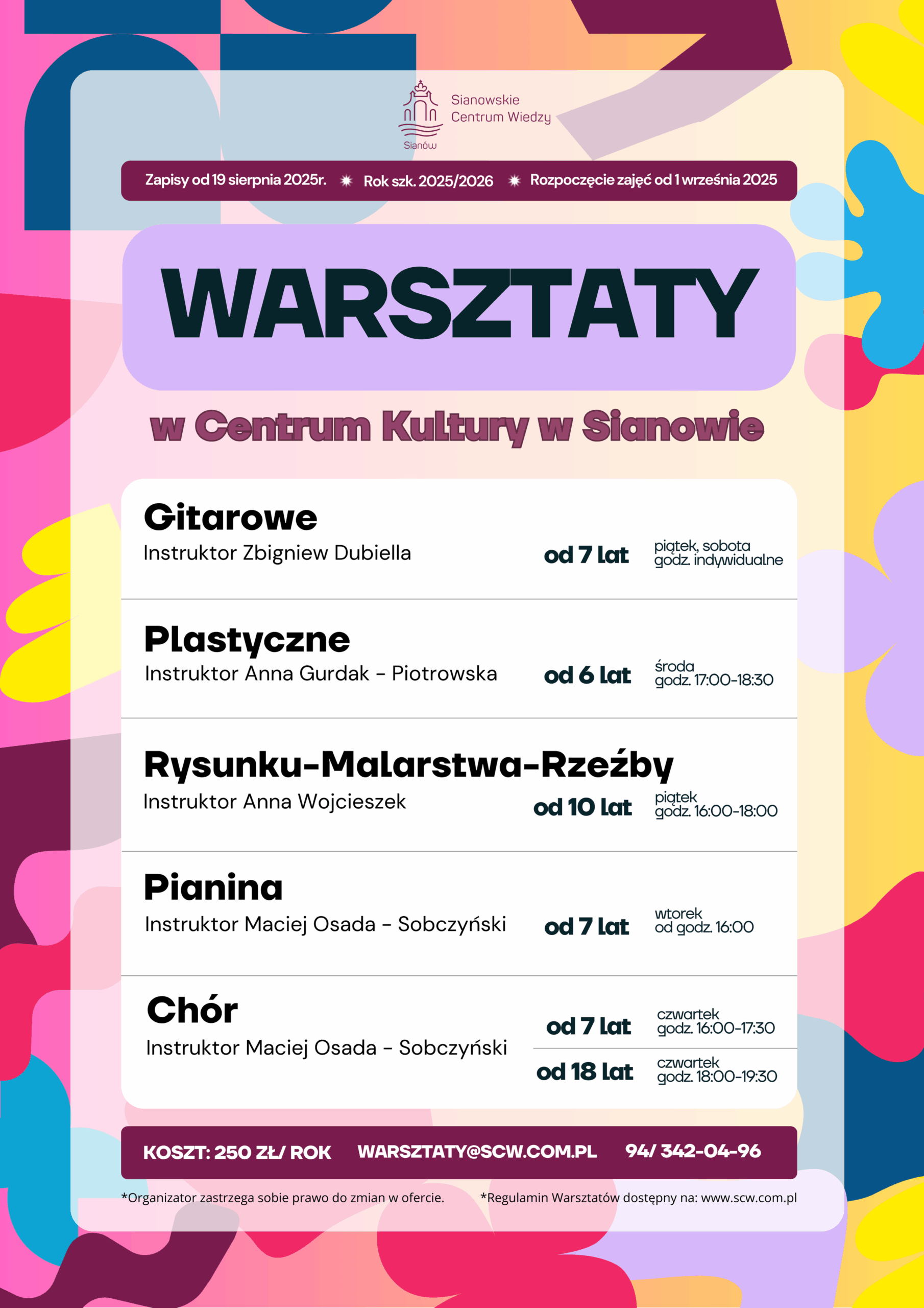 Zapisy na Warsztaty w Centrum Kultury – rekrutacja
